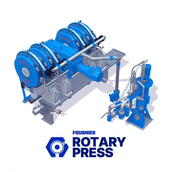 4 channel Fournier Rotary Press- with conveyor screw and flocculator for polymer mixing